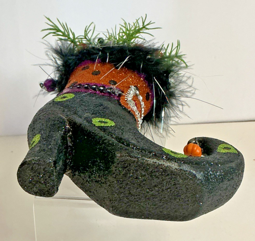 Vintage Halloween Witch’s Boot Button Bouquet One Of A Kind Handmade