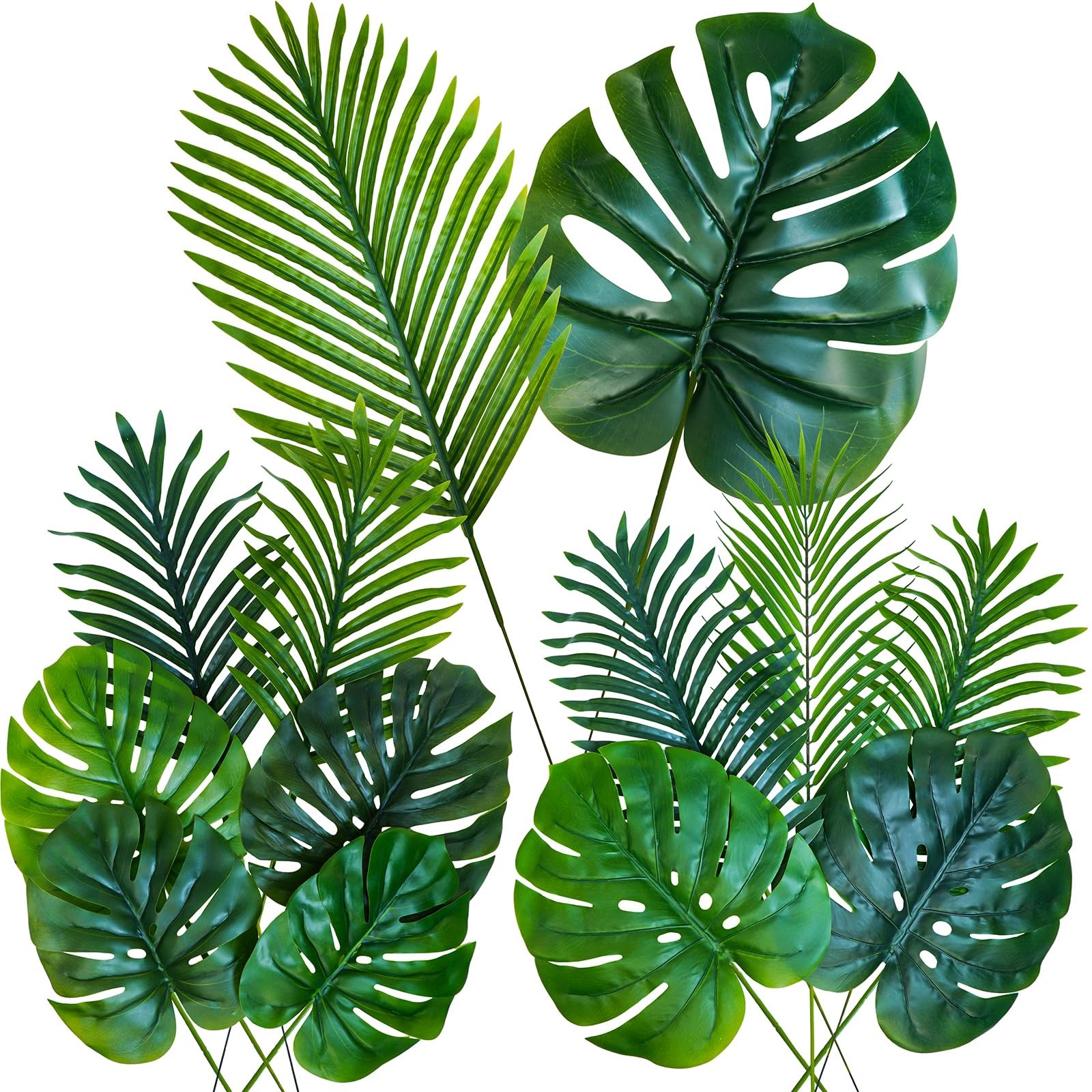 13 Pcs Assorted Artificial Tropical Leaves Set Decorative Real Touch Faux Mon…