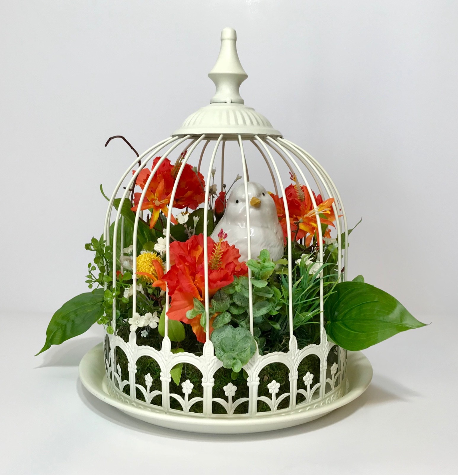 BIRD FLORAL BIRD CAGE LRG BIRDCAGE WEDDING CENTERPIECE TABLE DECOR ARRANGEMENT