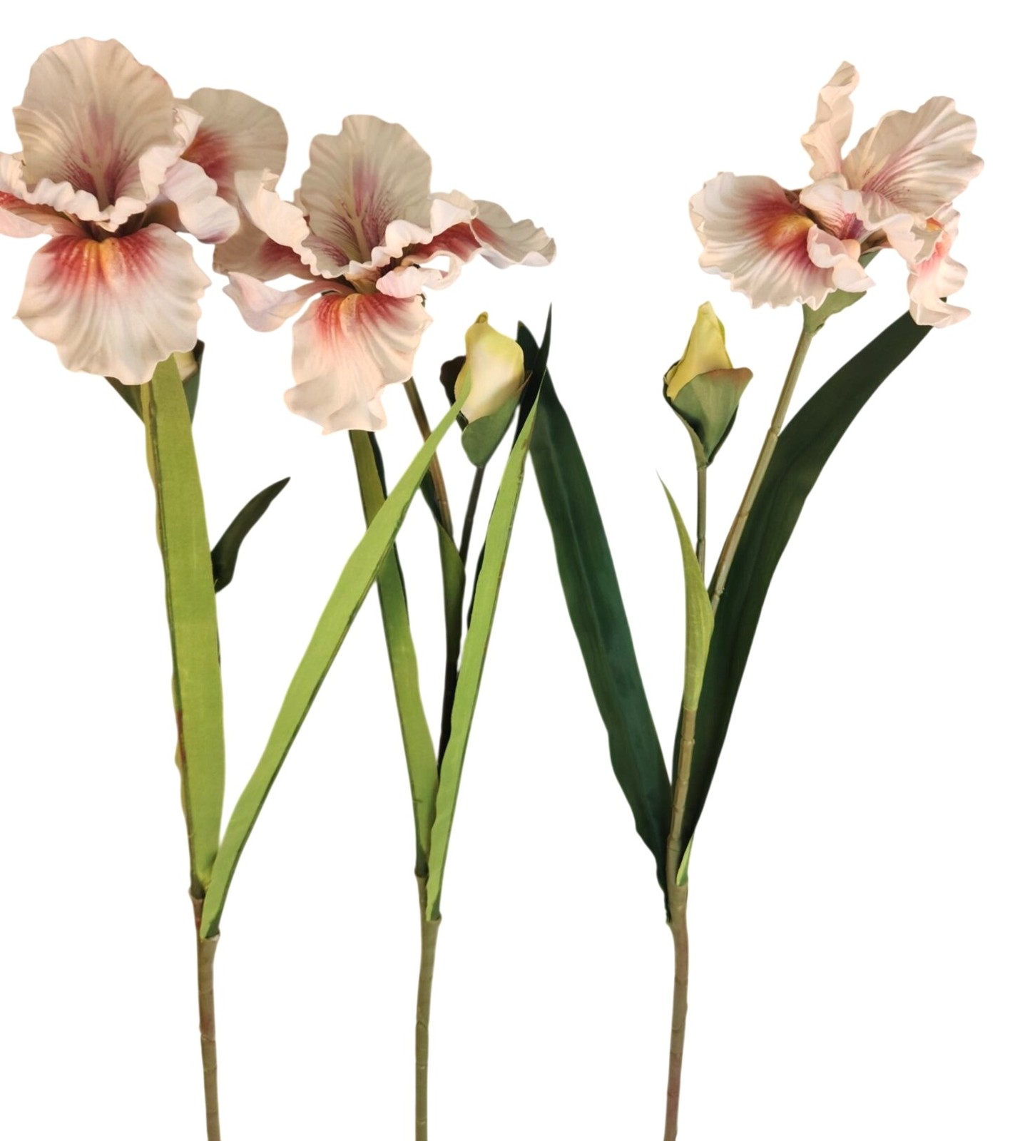 Artificial Iris Flower 33 Inch Tall White Faux Iris Stem Hand Painted Look Flora