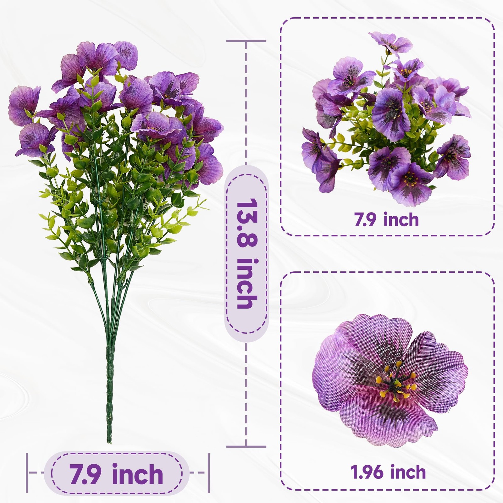 18 Pcs Artificial Pansy Flowers for Outdoor, Fake Flower Pansies, Fake Plants…