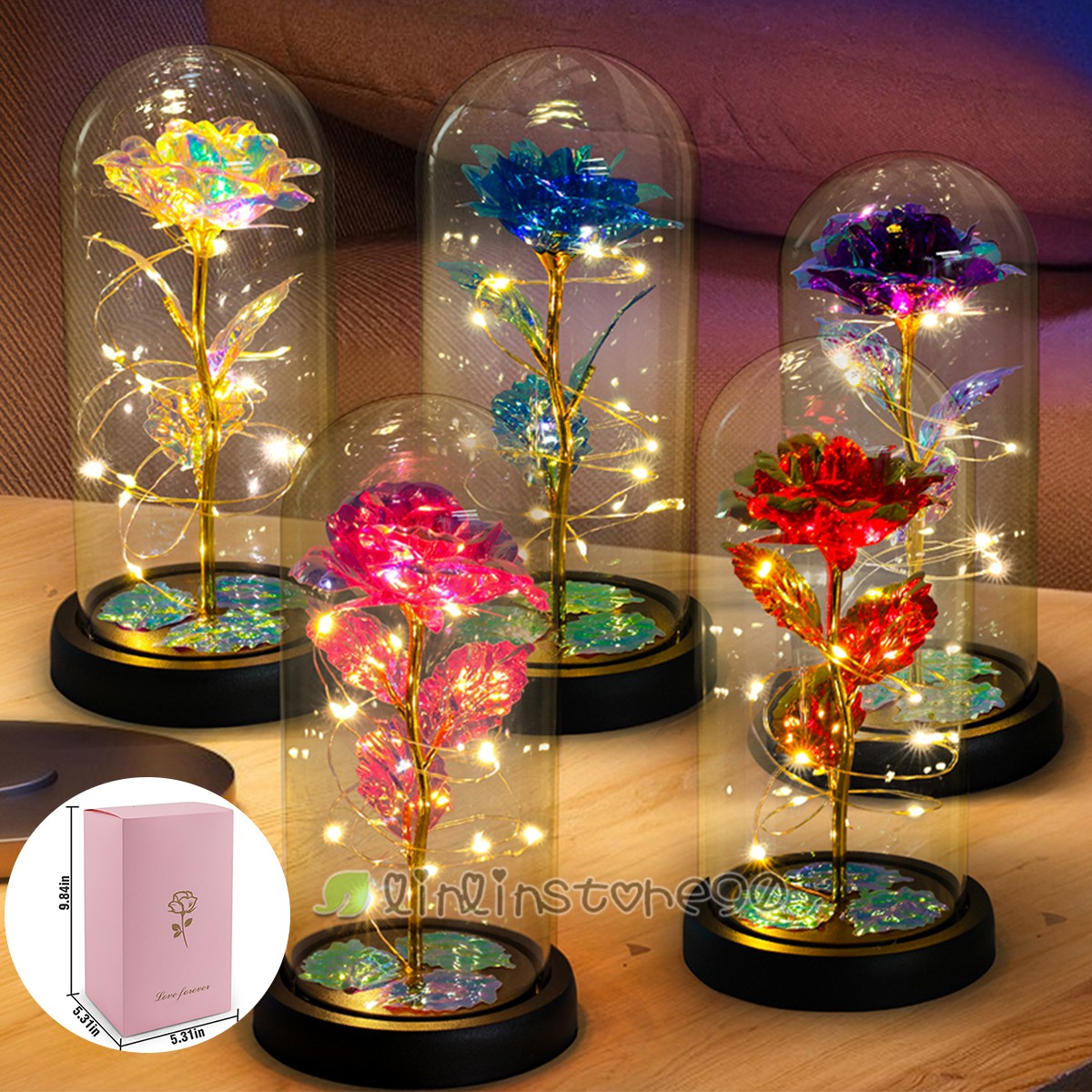 Christmas Rose Gift for Women Mon – Flower LED Light in Glass Gifts for Birthday