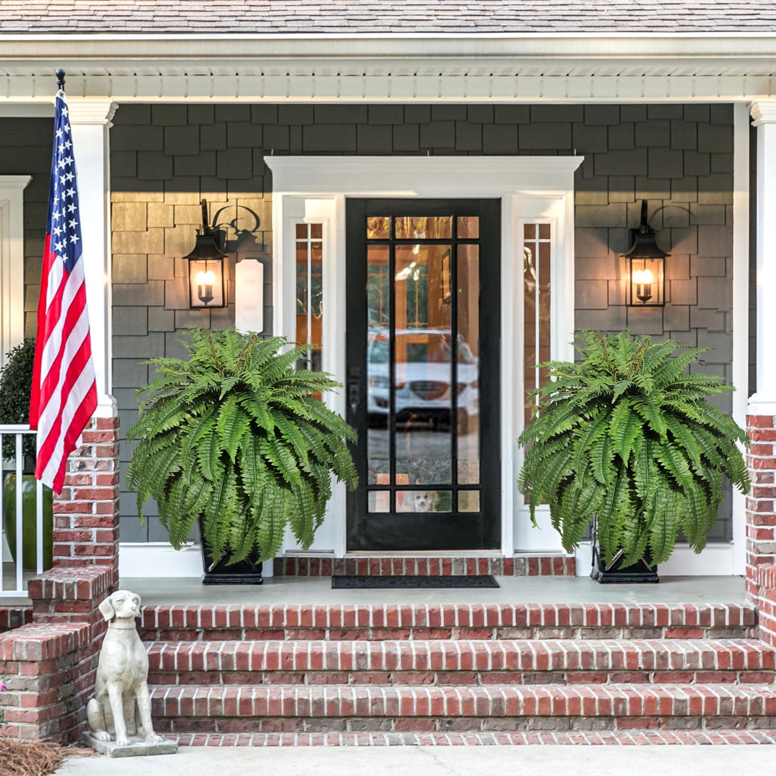 Large Artificial Ferns for Outdoor 98 Branches Fake Fern 48″ Faux Boston Fern…
