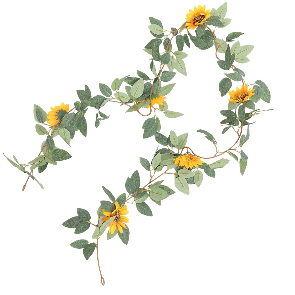 Simulated Green Plant Rattan Artificial Vines with Flowers Adornment