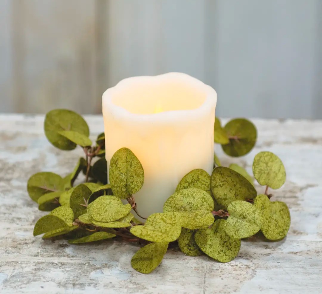 3-1/2″ Penny Leaf Candle Ring Dark Green
