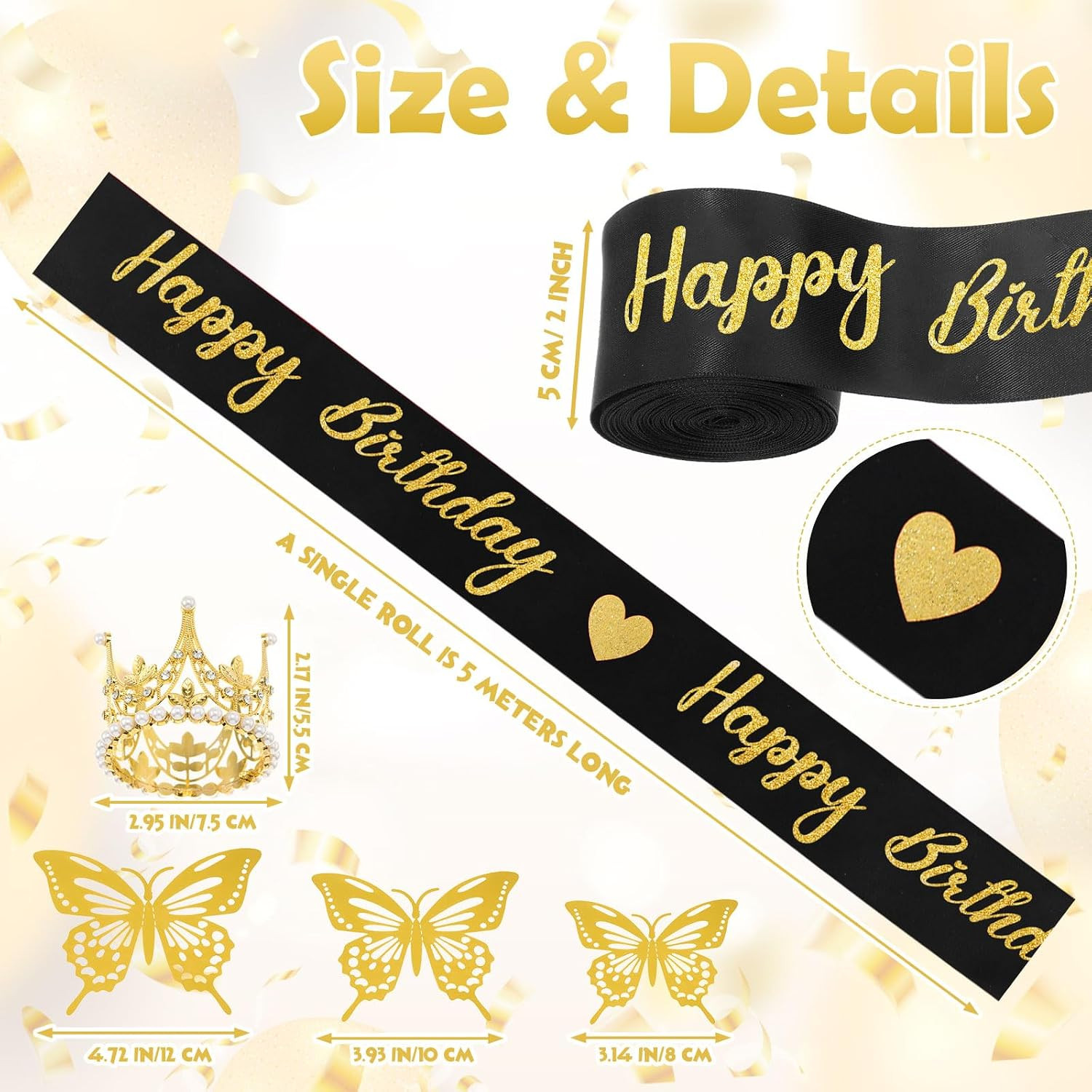 114 Pcs Flower Bouquet Accessories Includes 2 in X 5 Yard Glitter Happy Birthday