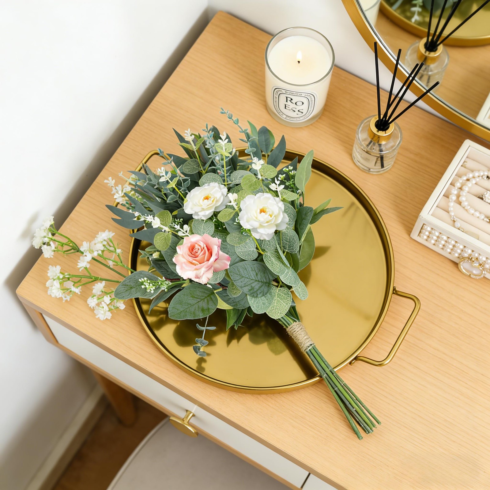 150 Pcs 4 Kinds Mixed Eucalyptus Greenery Stems, Baby Breath Flowers Artifici…