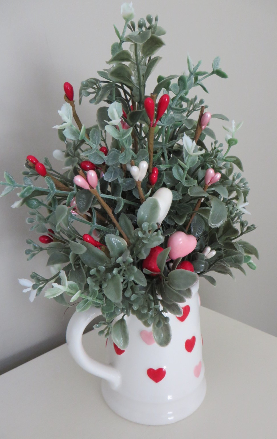 Valentine’s Day Floral Arrangement in Ceramic Creamer – Home Decor #584