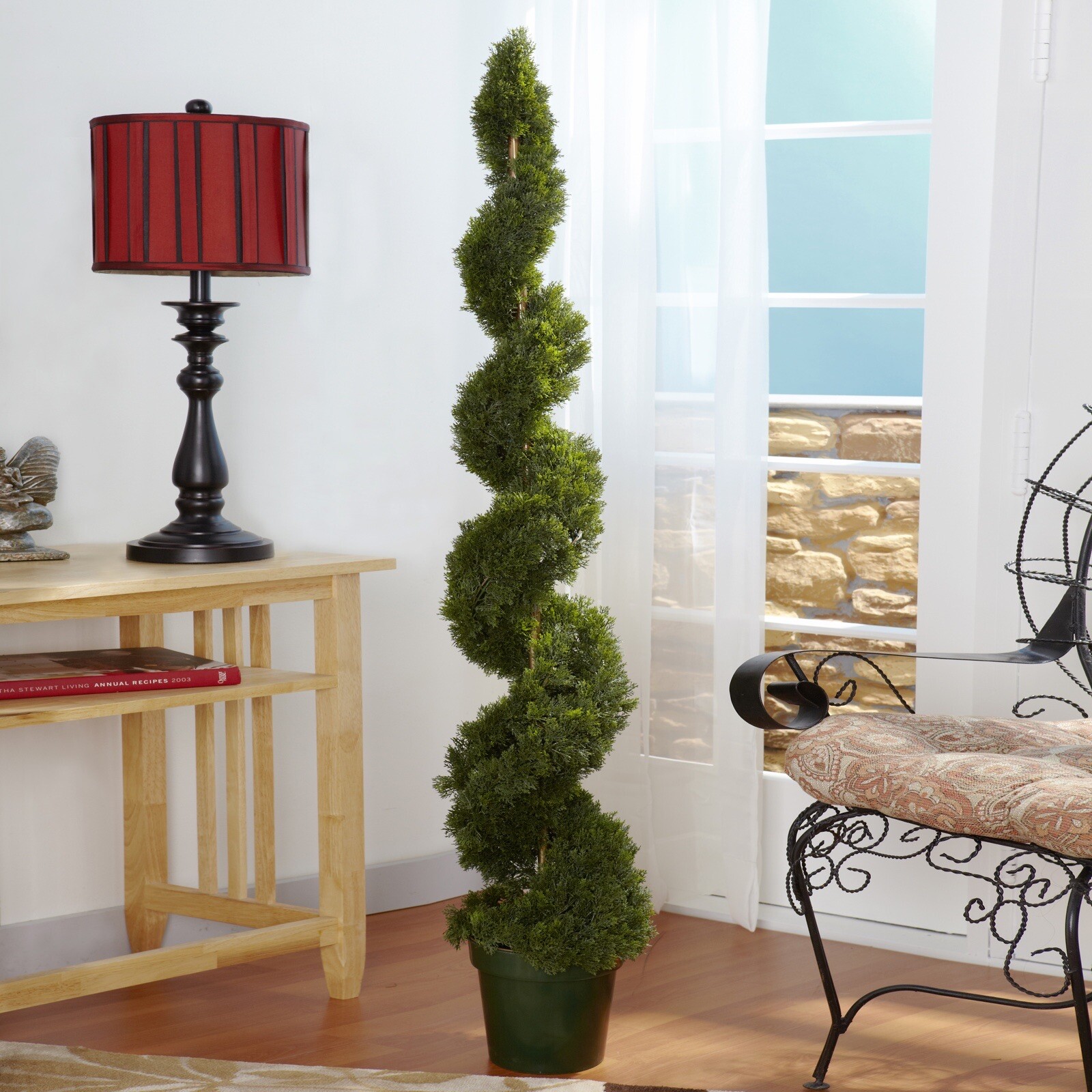 5′ Artificial Cedar Pine Spiral Topiary Tree UV (Indoor/Outdoor). Retail $244