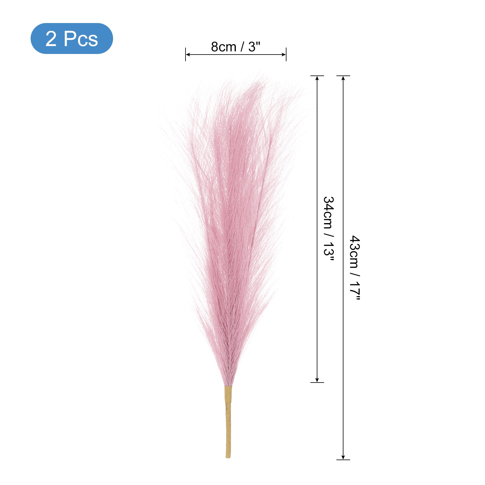 2pcs Faux Pampas Grass 17 Inch 10 Stem Artificial Grass for Decor, Red Brown