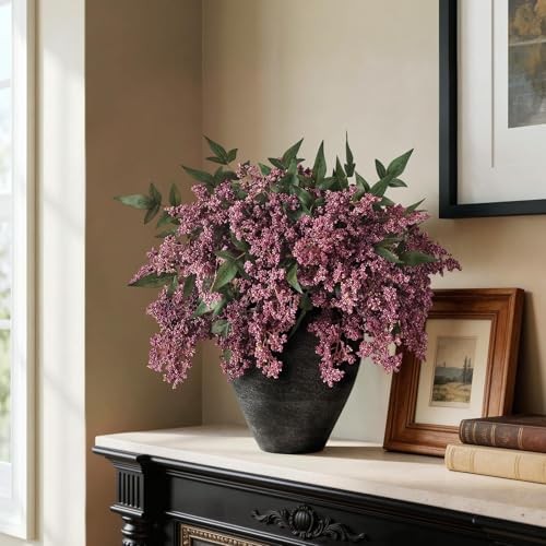 Set of 6 Dusty Plum Artificial Nandina Berry Stems – 17″ Realistic Faux