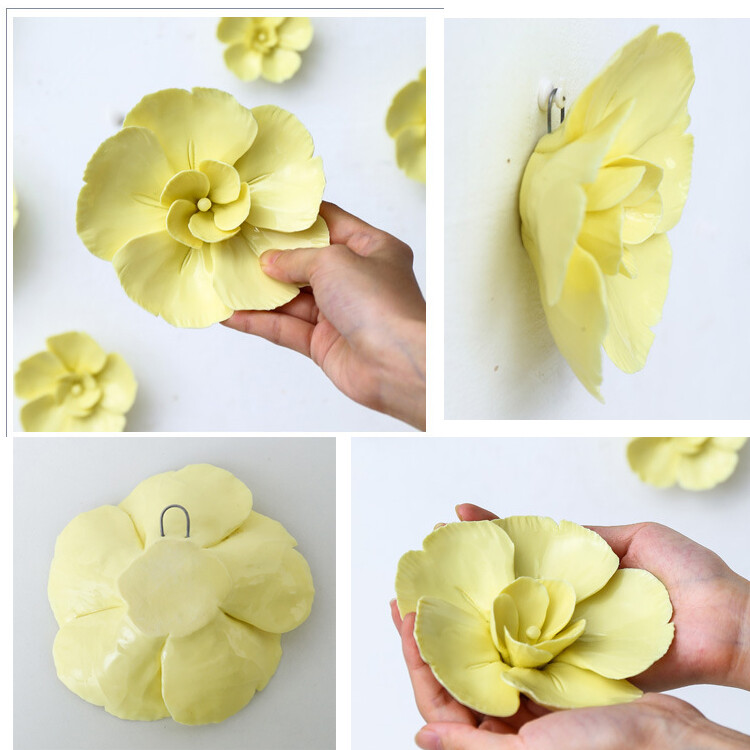 Porcelain Ceramic Flower 3D Orchid Rose Wall Decor Hangings Study Room Art Hang