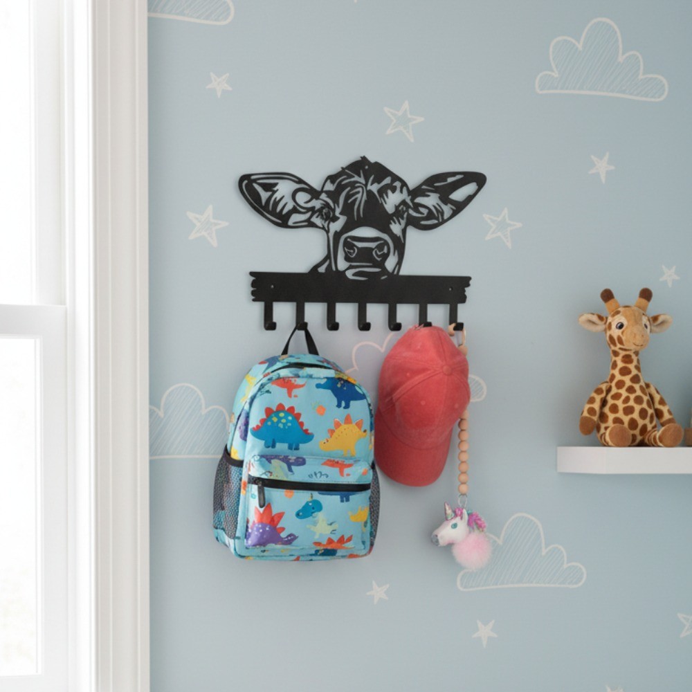 CIFbuy Cow-Shaped 7-Hook Metal Key Rack Minimalist Contemporary Wall Decor