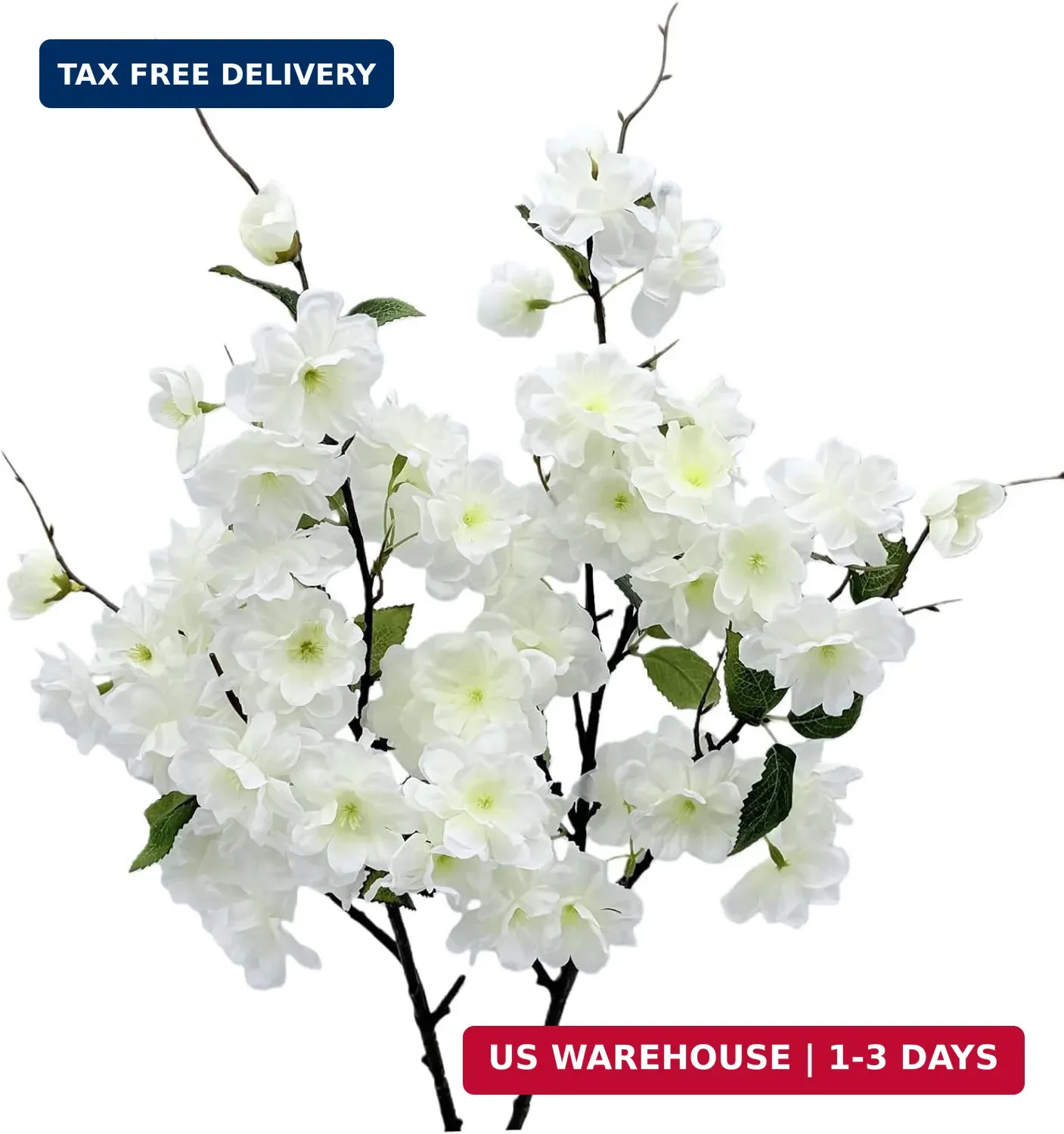 2pcs Artificial Cherry Blossom Flower Bulk Plum White Silk Peach Flowers Cherry