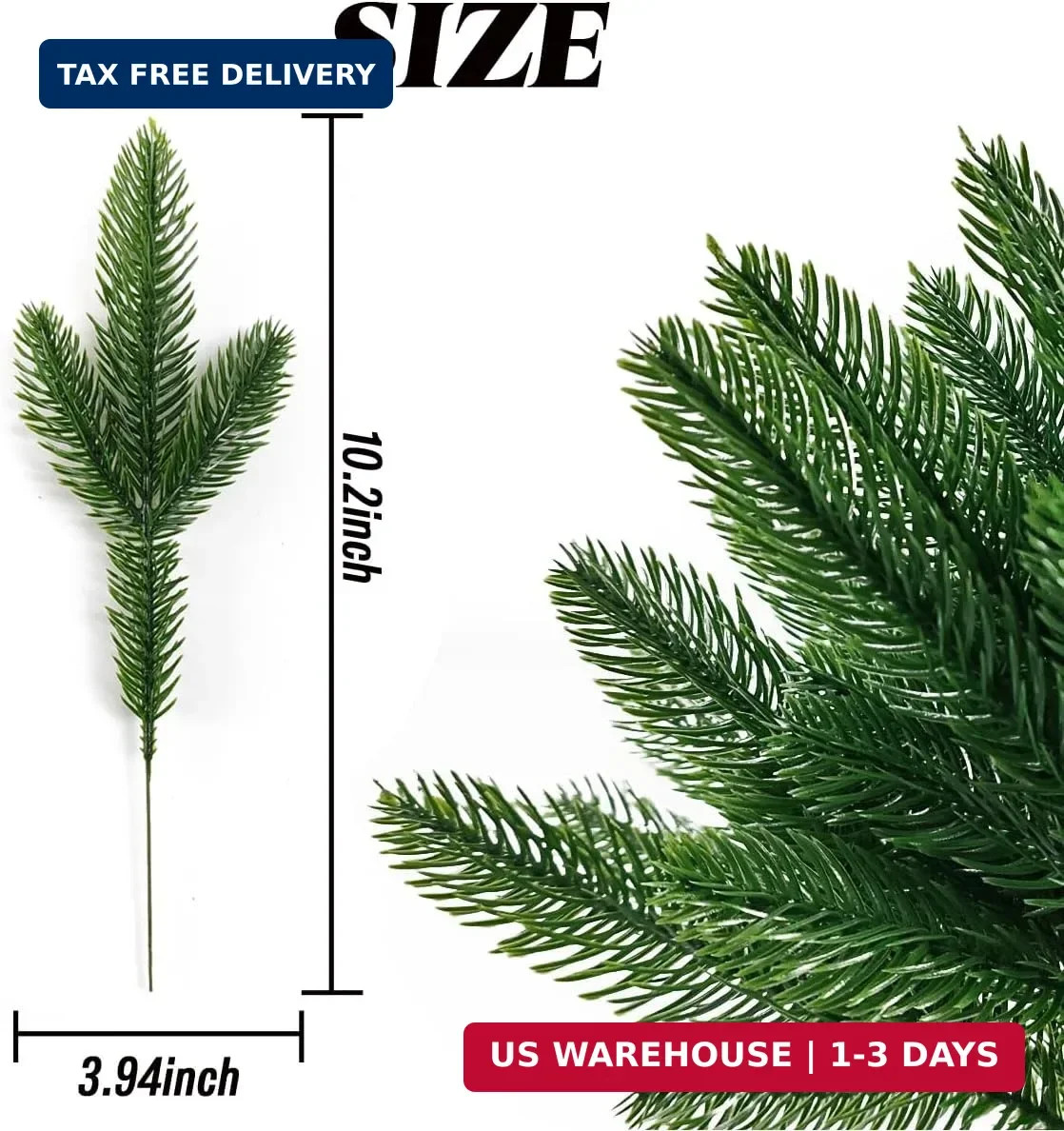 TIHOOD 25PCS 10 Inches Artificial Pine Branches Garland Green Plants Needles Fak
