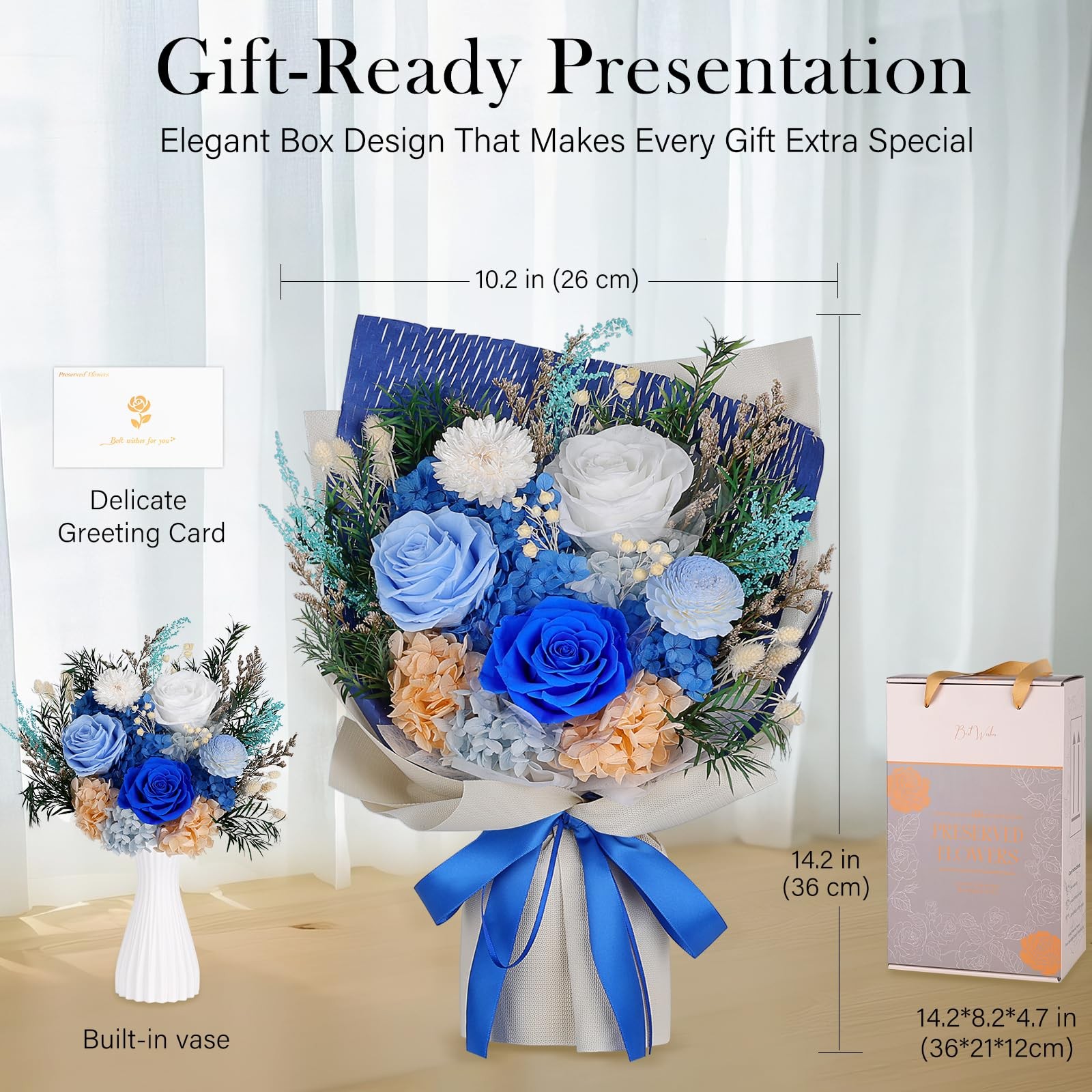 Preserved Flowers Bouquet – Forever Flowers for Delivery, Real Roses Bouquet, Mo