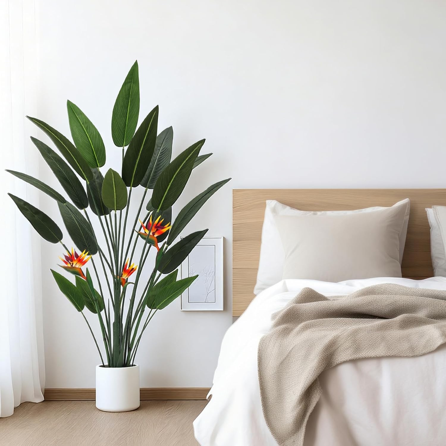 2 Pcs 5 ft Artificial Bird of Paradise Plant Faux Banana Leaf Tree Tall