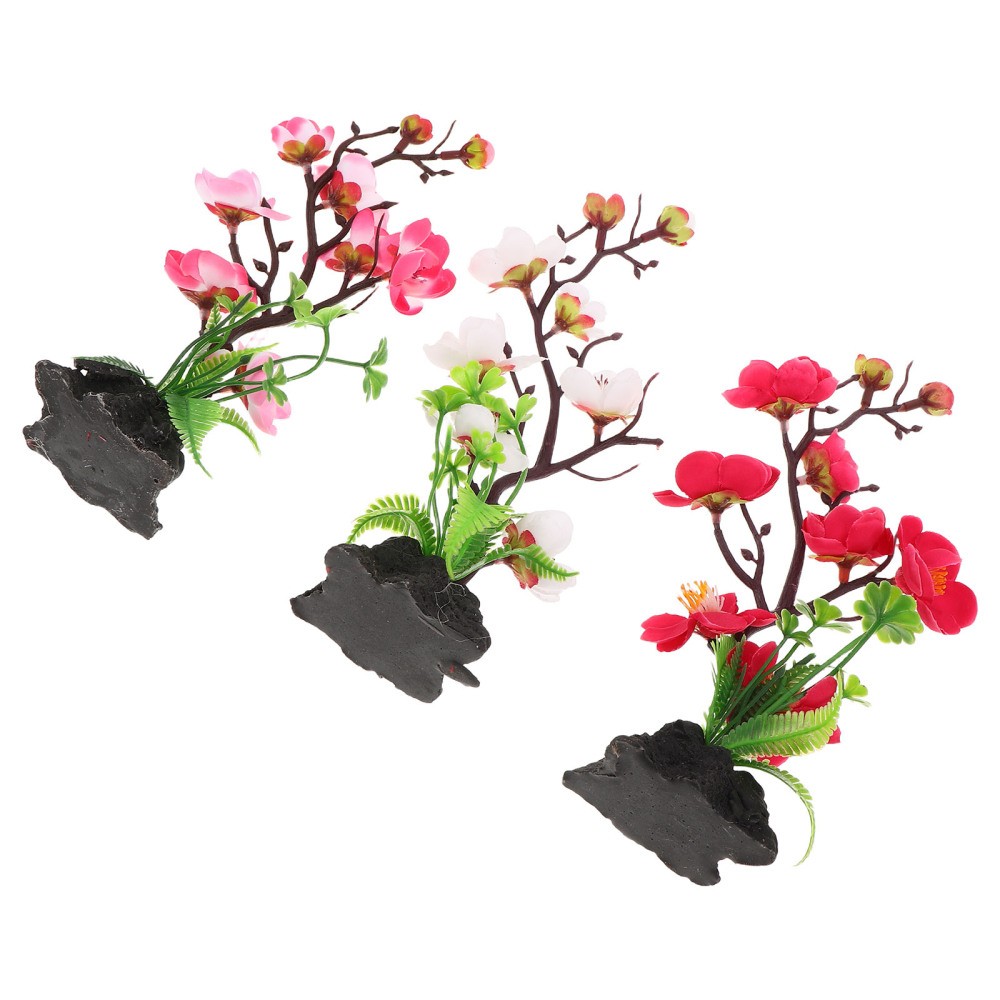 3 Pcs Japanese Decorative Ornaments Fake Flower Dish Artificial Decors