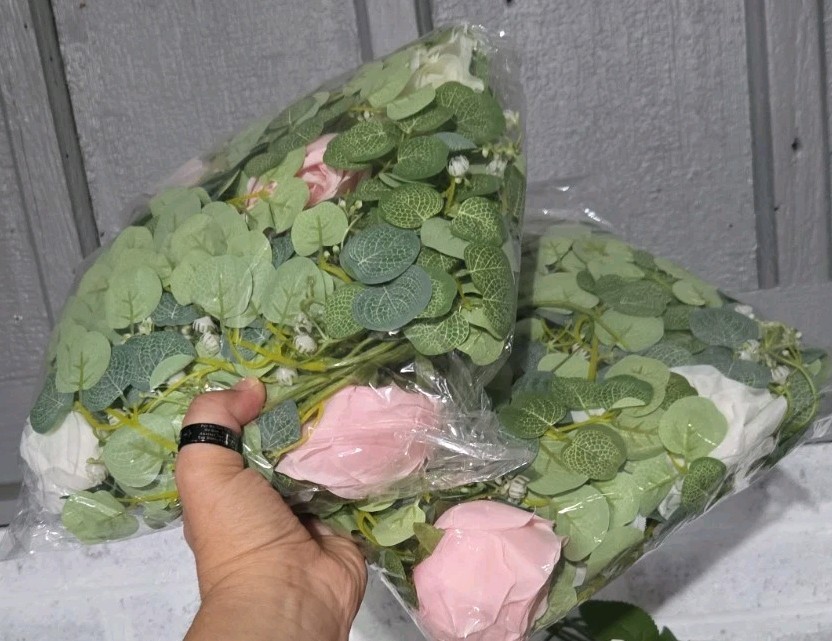 Artificial Flowers Variety Garland Roses Eucalyptus Peonies Reed Grass Pampas