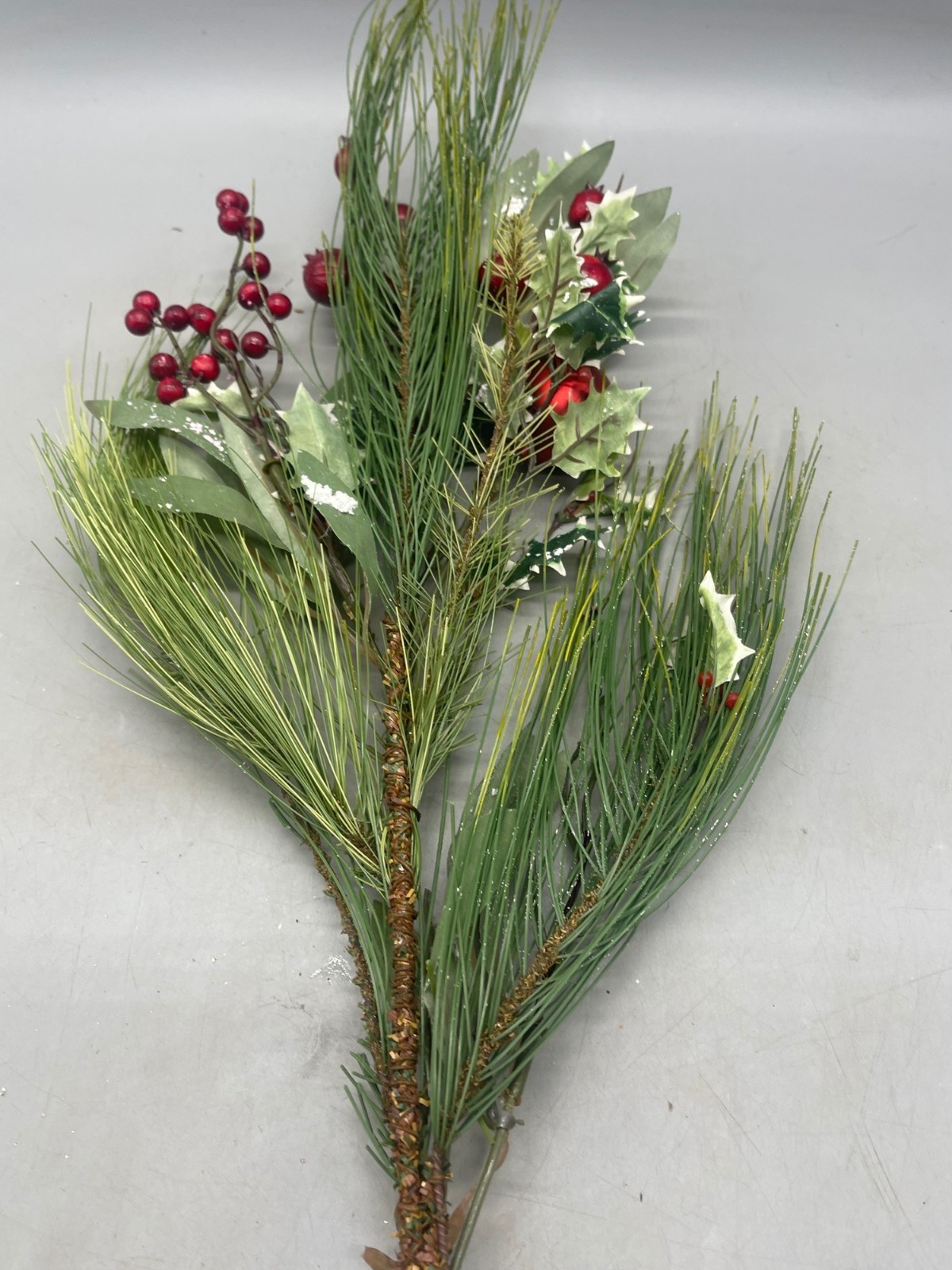 Christmas artificial decor plant pine tree branch holly madrone bulb crafts READ