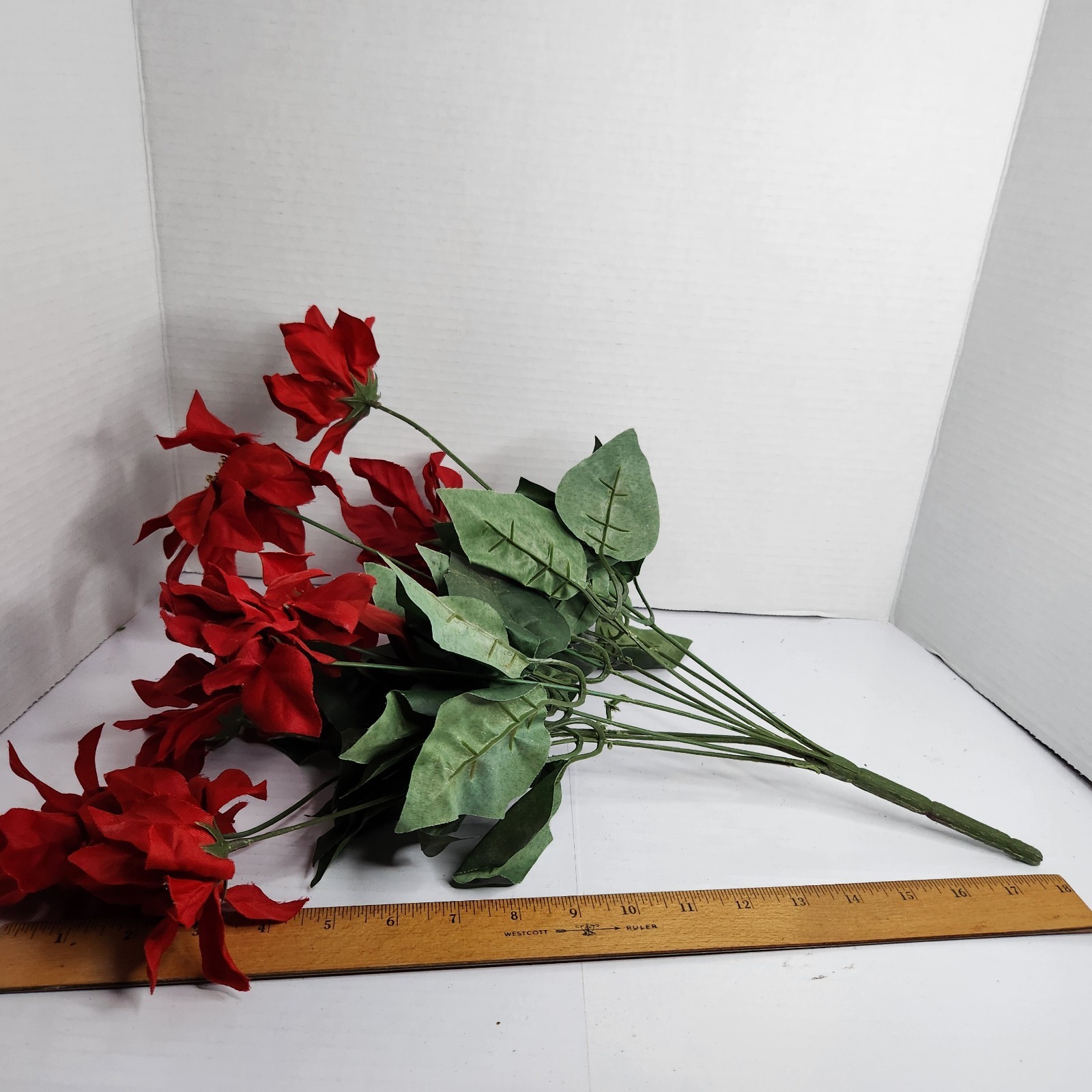 Artificial Poinsettia Flower Lot Red Christmas Holiday Floral Decor Mixed Stems