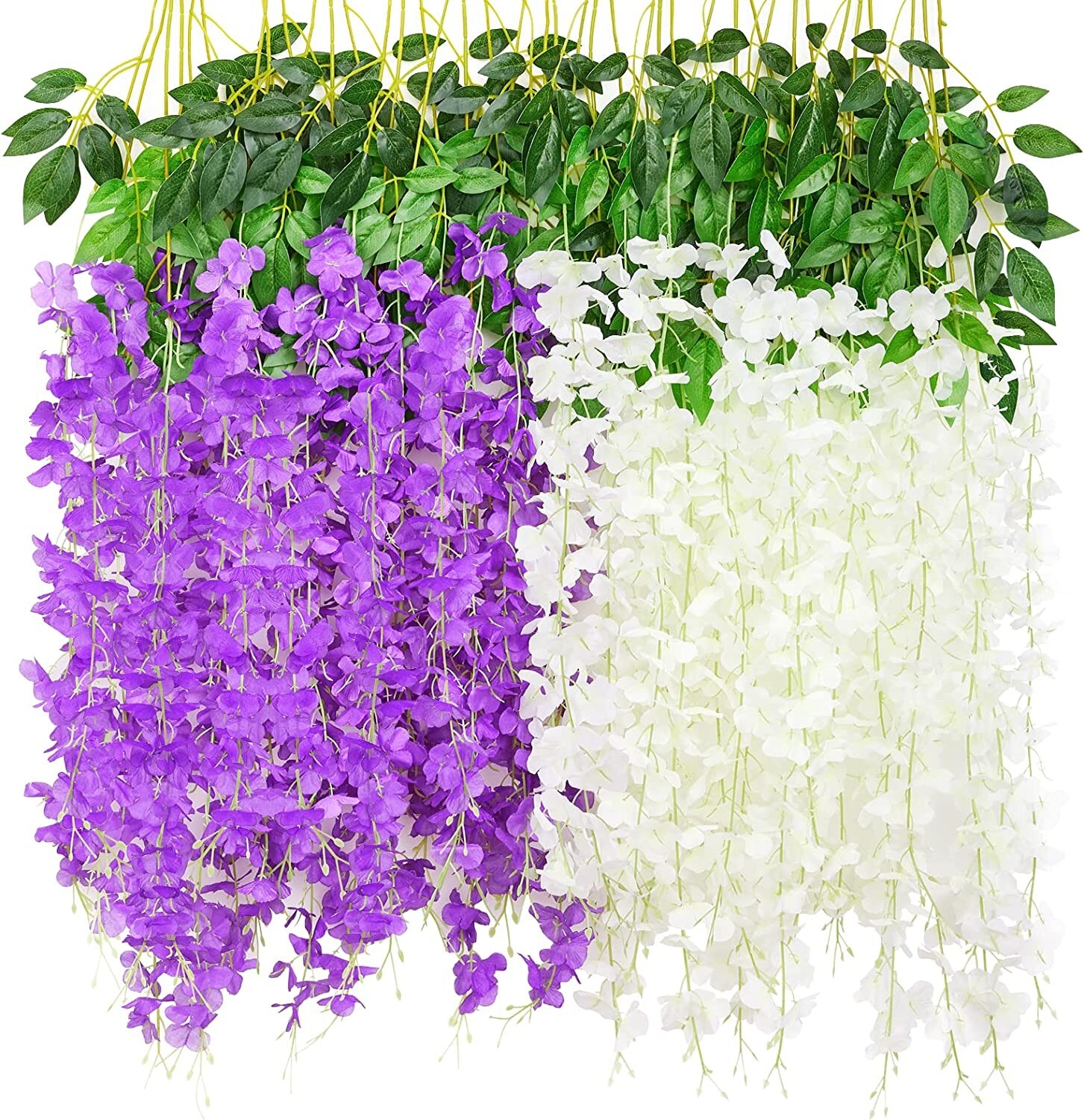 Serwalin Wisteria Hanging Flowers 12 Pack Artificial Flowers 3.75 Feet Fake Wis