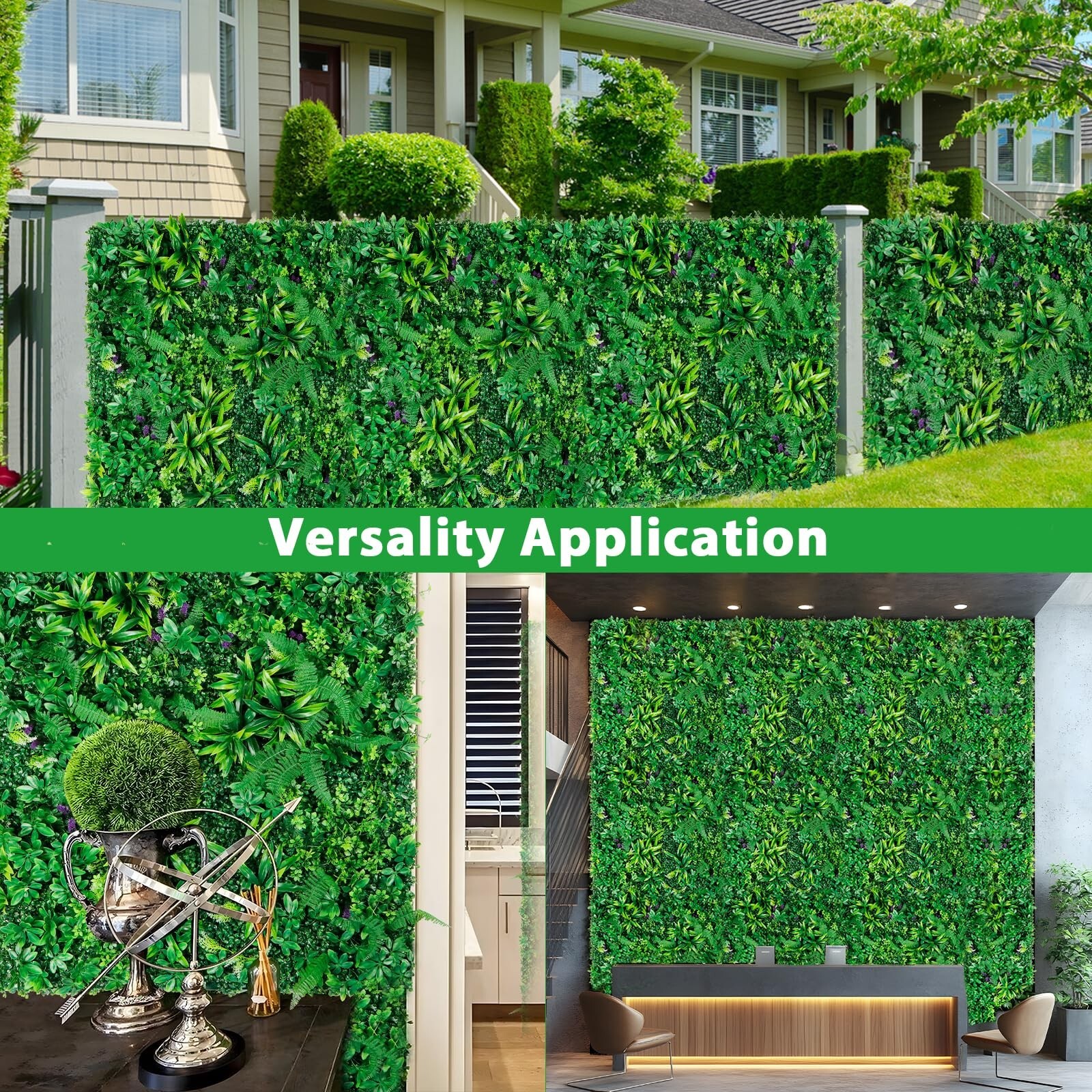 12pcs 20”x20” Grass Wall Panels, Artificial Hedge Panels Greenery Wall, UV …