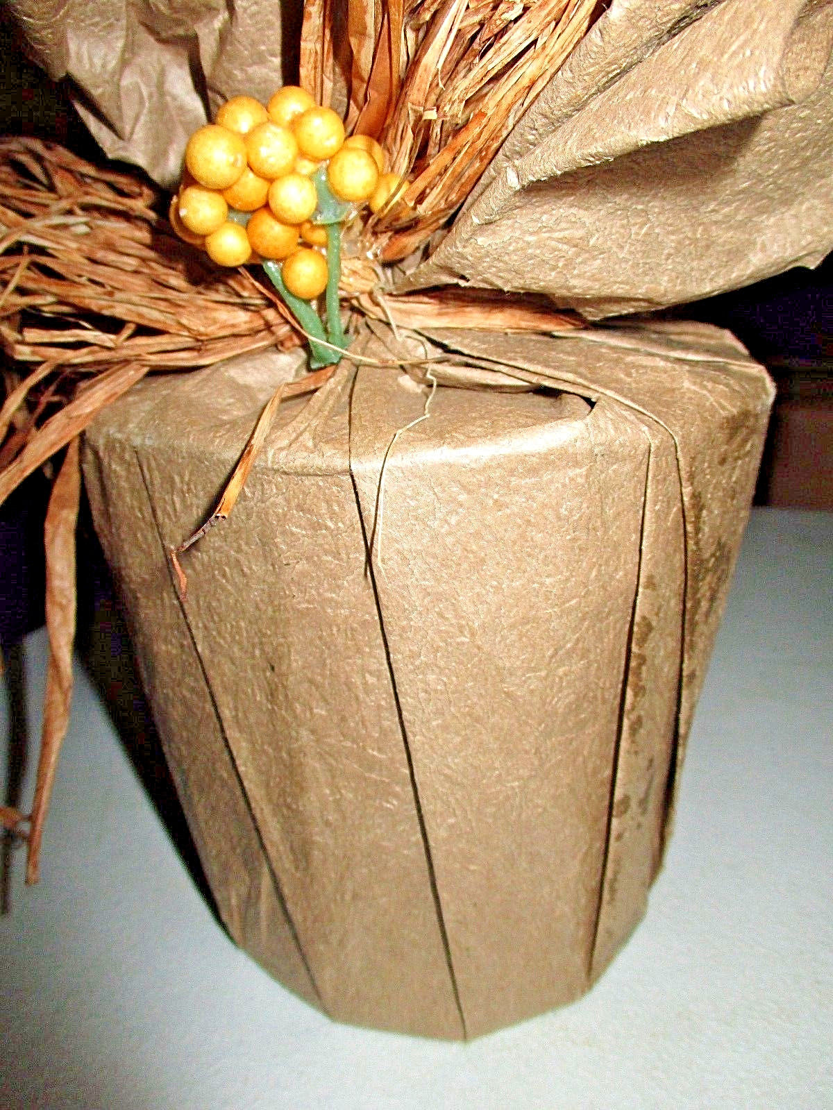 Lot 3 AS IS 16″ Faux Orange 8 MUM Flower Blossoms AUTUMN FALL Covered POT Decor