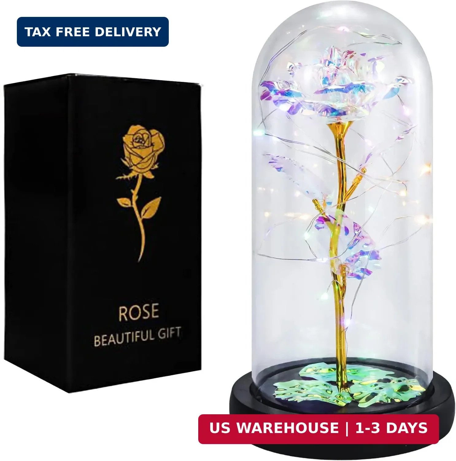 FGSS Eternal-Rose-Flowers-Gift Galaxy-Glass Rose-Flower-Light-Gifts for Mom-Gran