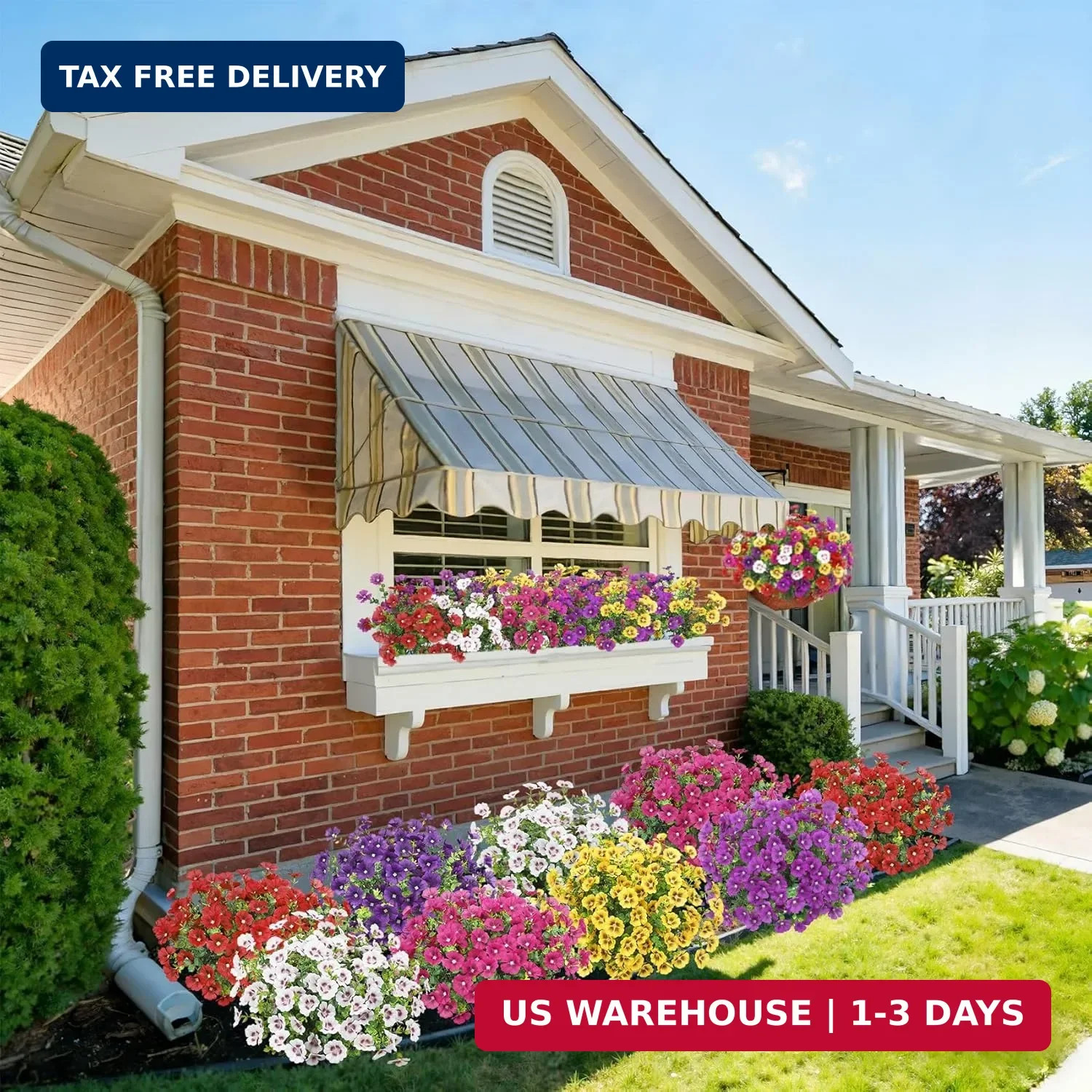 24 Bundles Artificial Flowers for Outdoors Fake Silk Flowers UV Resistant Faux P