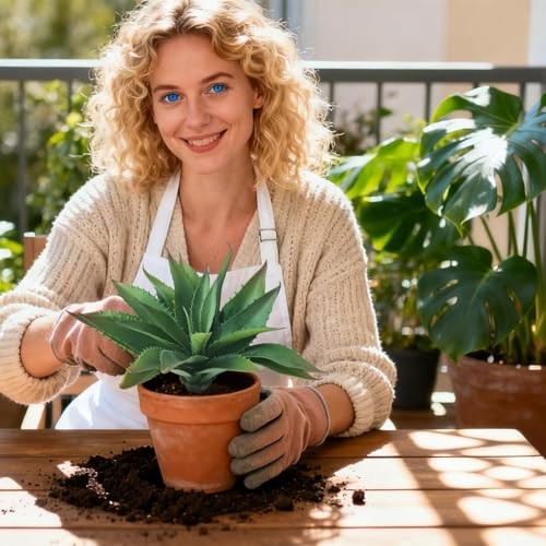 Artificial Aloe Vera Plant, 11Inch Realistic Large Fake Succulents for Green