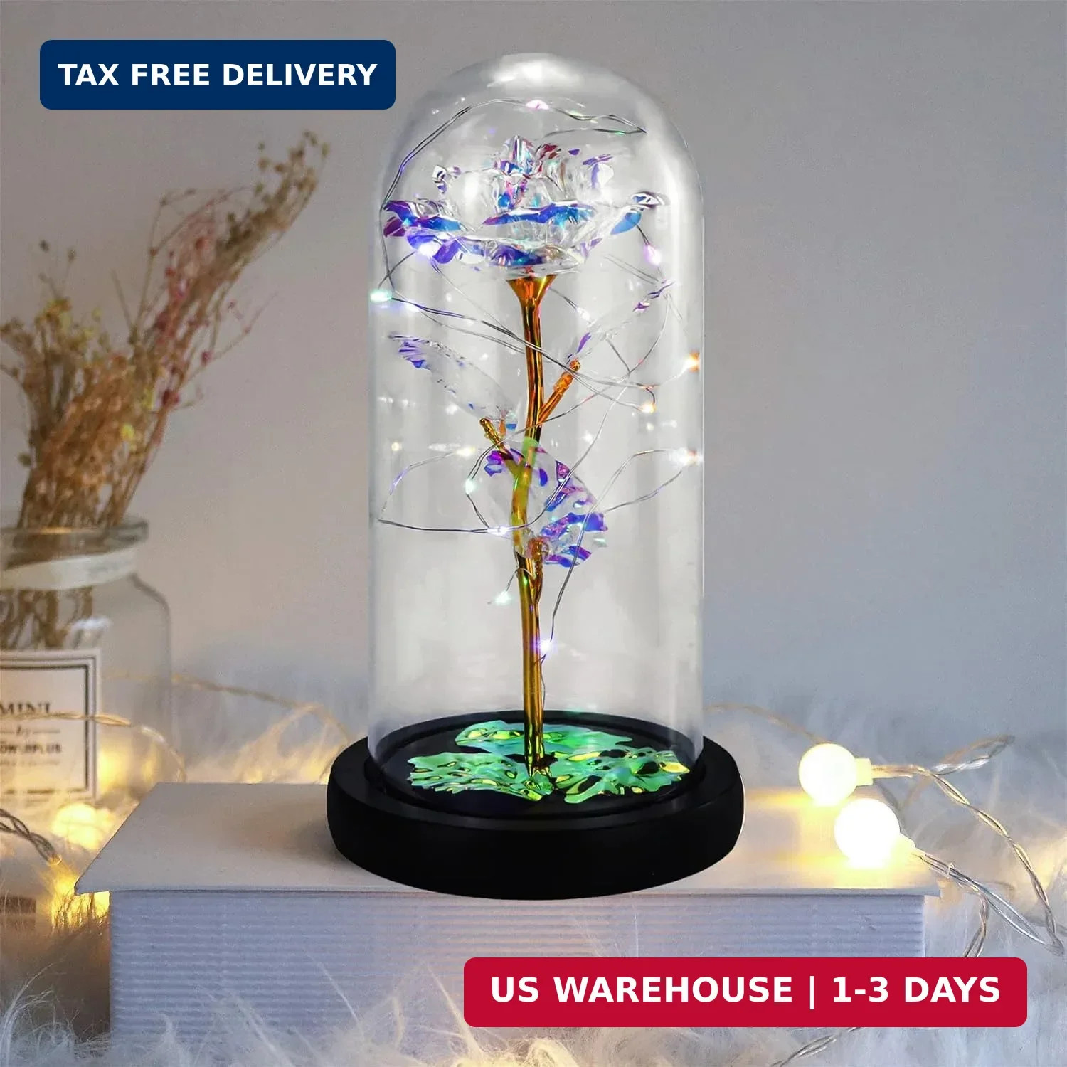 FGSS Eternal-Rose-Flowers-Gift Galaxy-Glass Rose-Flower-Light-Gifts for Mom-Gran
