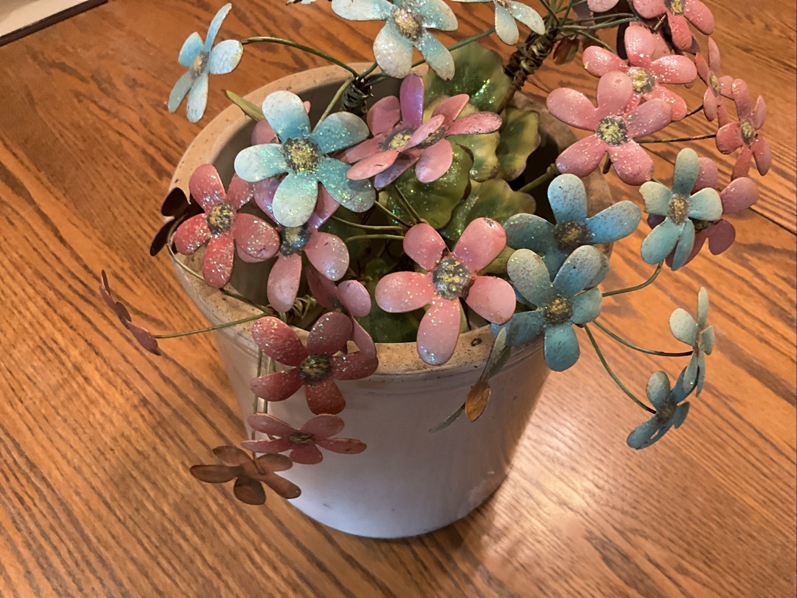 Enameled Metal Flowers 7 Total