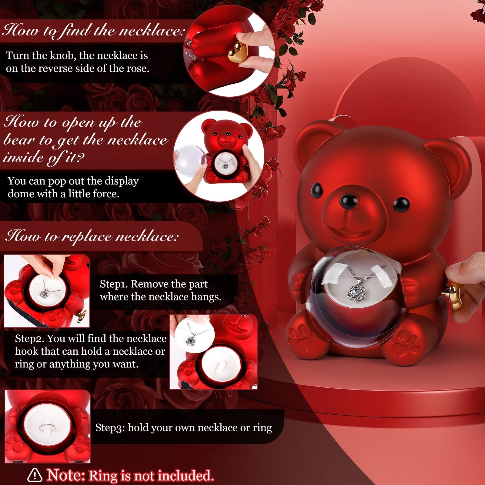 Rose Bear Gift Box Preserved Flower Teddy Bear Purple Decor