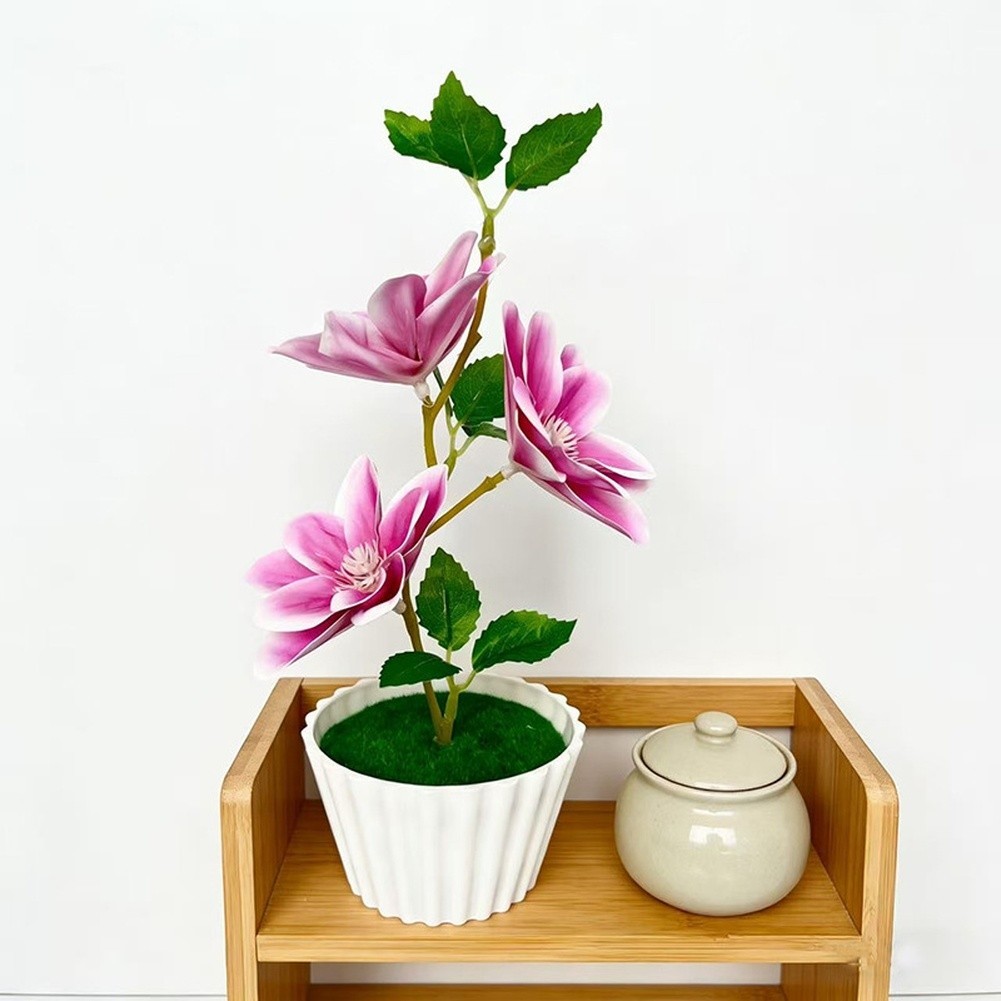 Artificial Magnolia Flowers 23cm for Cake Cup Decoration White Pink Purple