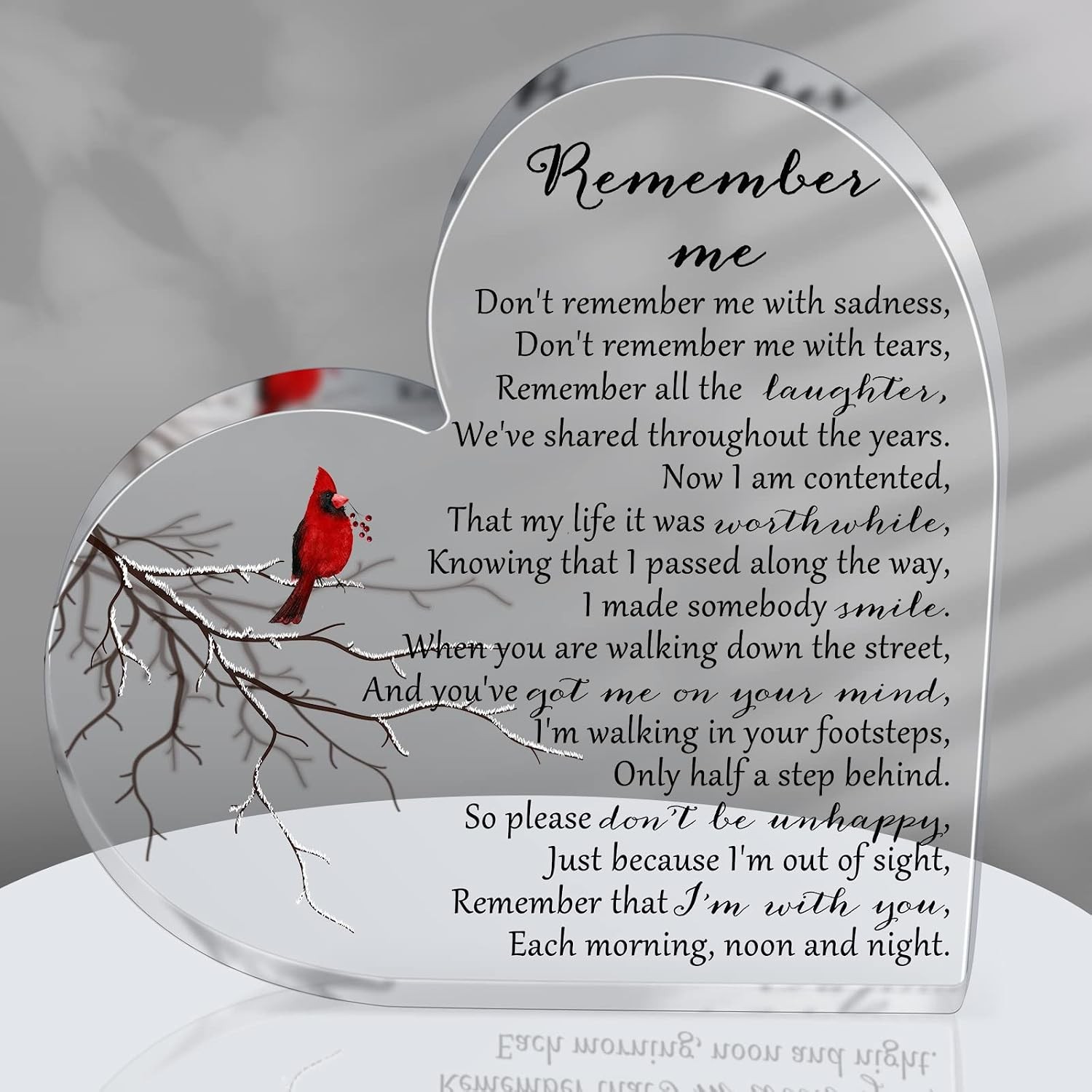 Yookeer Sympathy Gift Acrylic Heart Shape Memorial Bereavement Gifts for Loss of