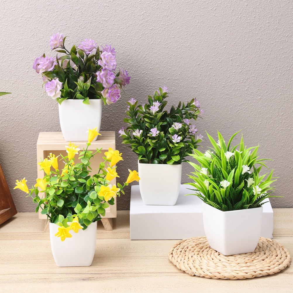 4 Pcs Realistic Fake Potted Plants Indoor Decoration Faux Plants
