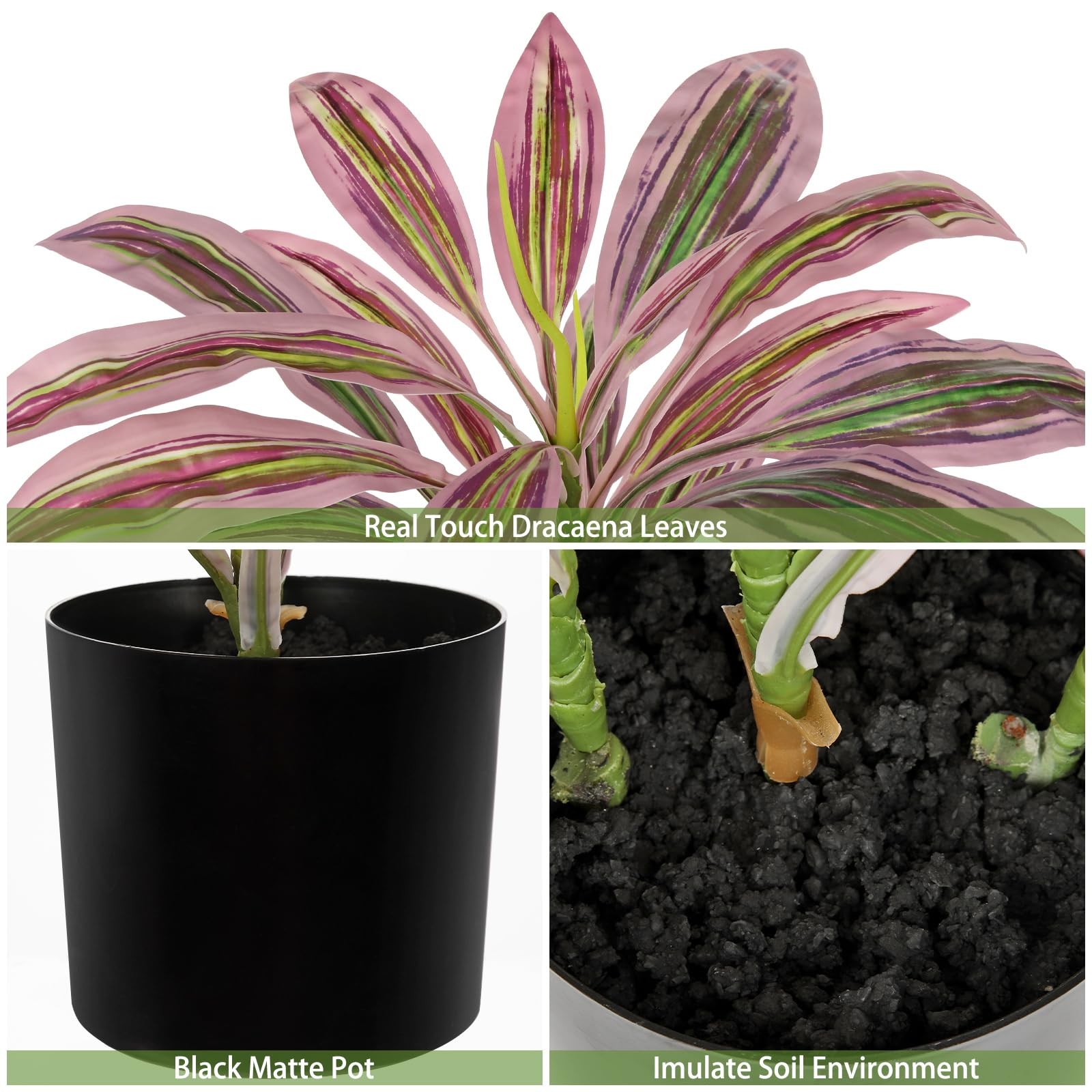Artificial Plants Indoor with Pot, 19″ Fake Potted Plants Medium Artificial D…