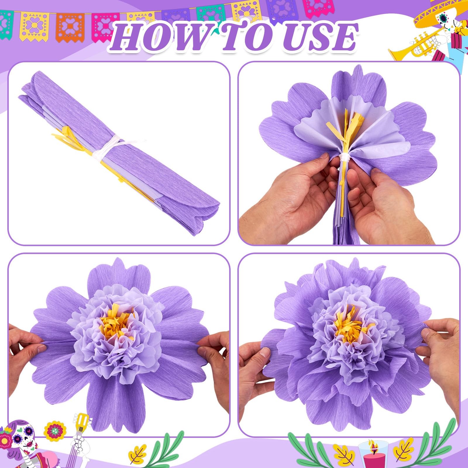 Large Paper Flowers Giant Fiesta Tissue Flower Decorations Wall 12 Inch