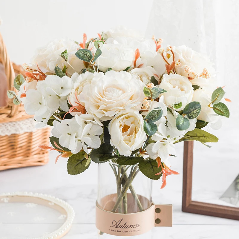 1pc 30CM Silk Peony Rose Bouquet Artificial Flowers for Wedding Home Christmas