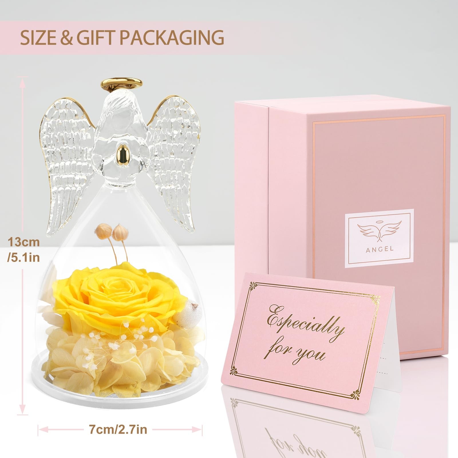 Yamonic Mom Birthday Gifts for Mom,Angel Figurines with Real Rose Gifts for H…