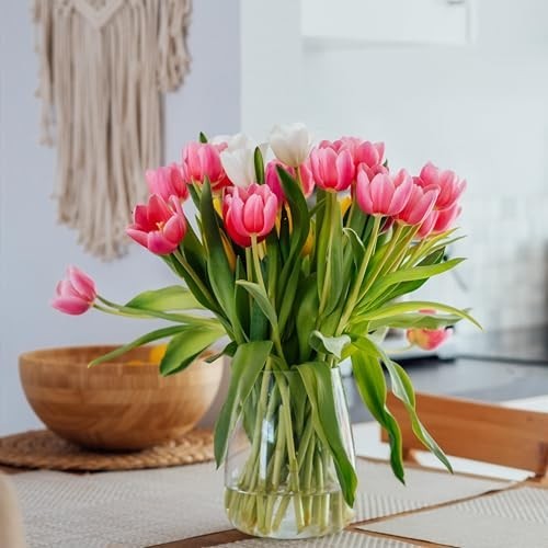 15 Pcs Real Touch Fake Tulips – Artificial Flowers for Wedding, Home, Party Deco