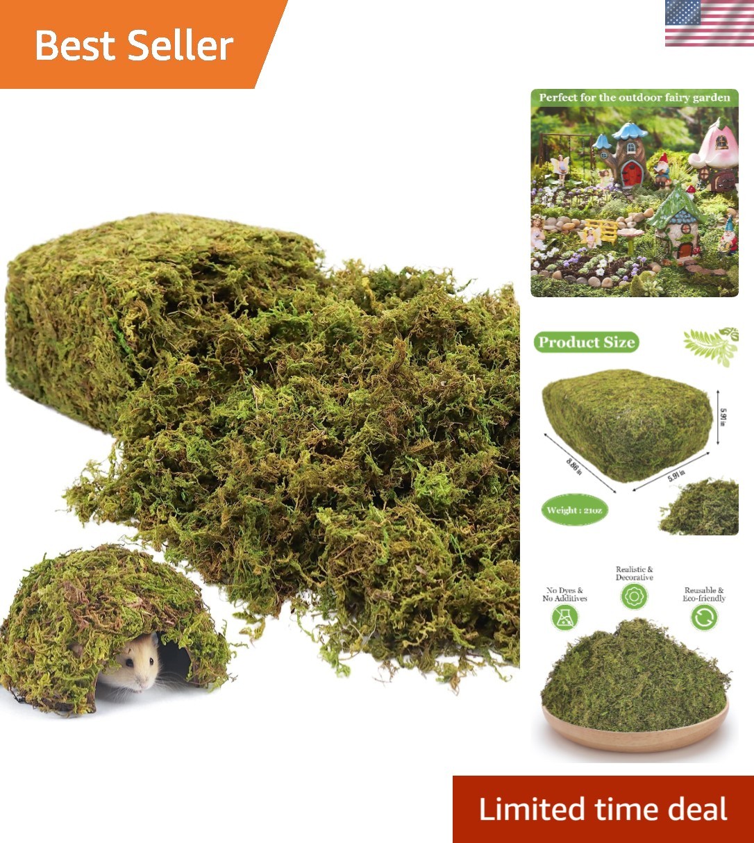 Soft and Textured 1.3LB Natural Moss for Fairy Gardens and Floral Displays