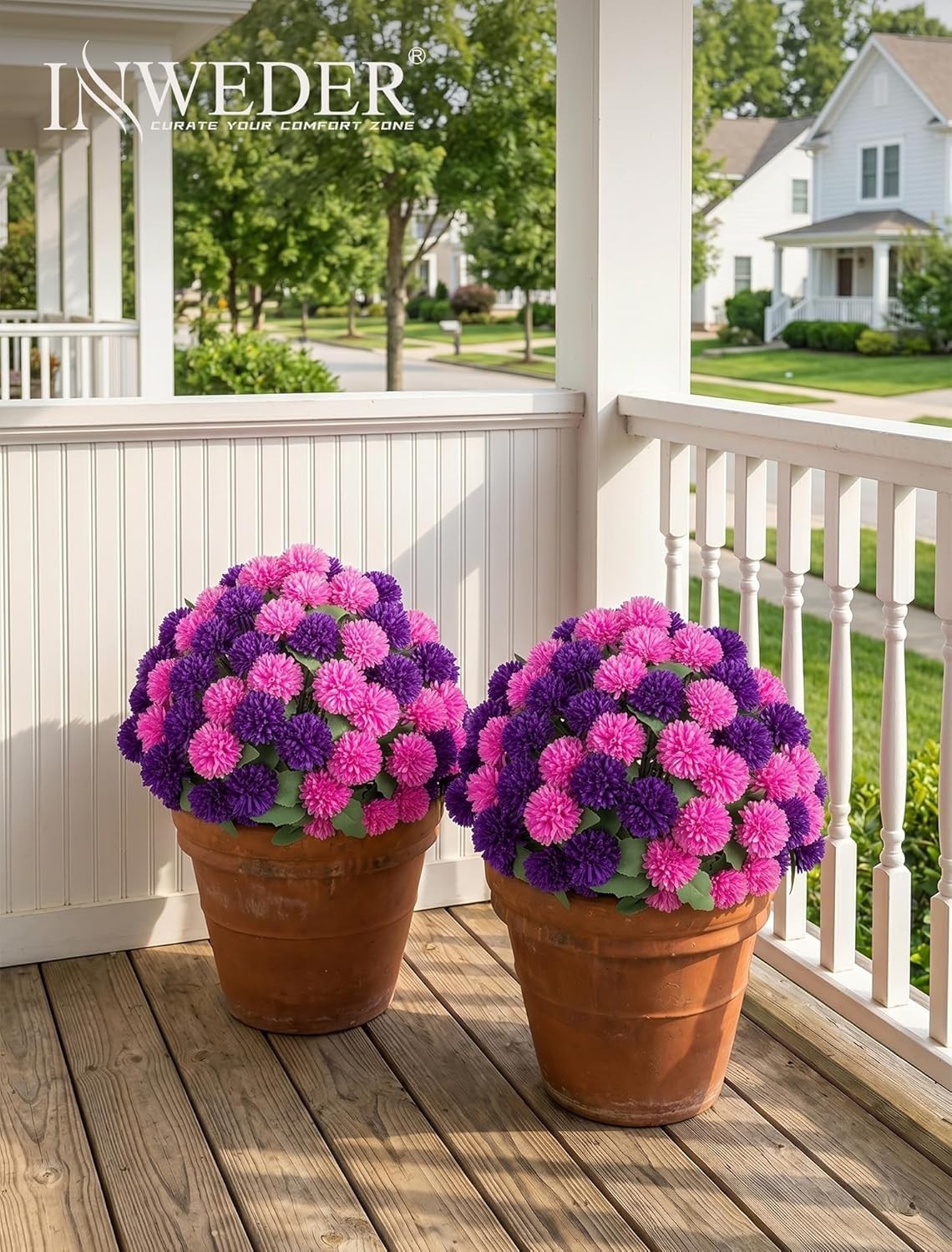 Artificial Mum Topiary Ball: 33″ Fake Chrysanthemum Flower with Spike Set of …