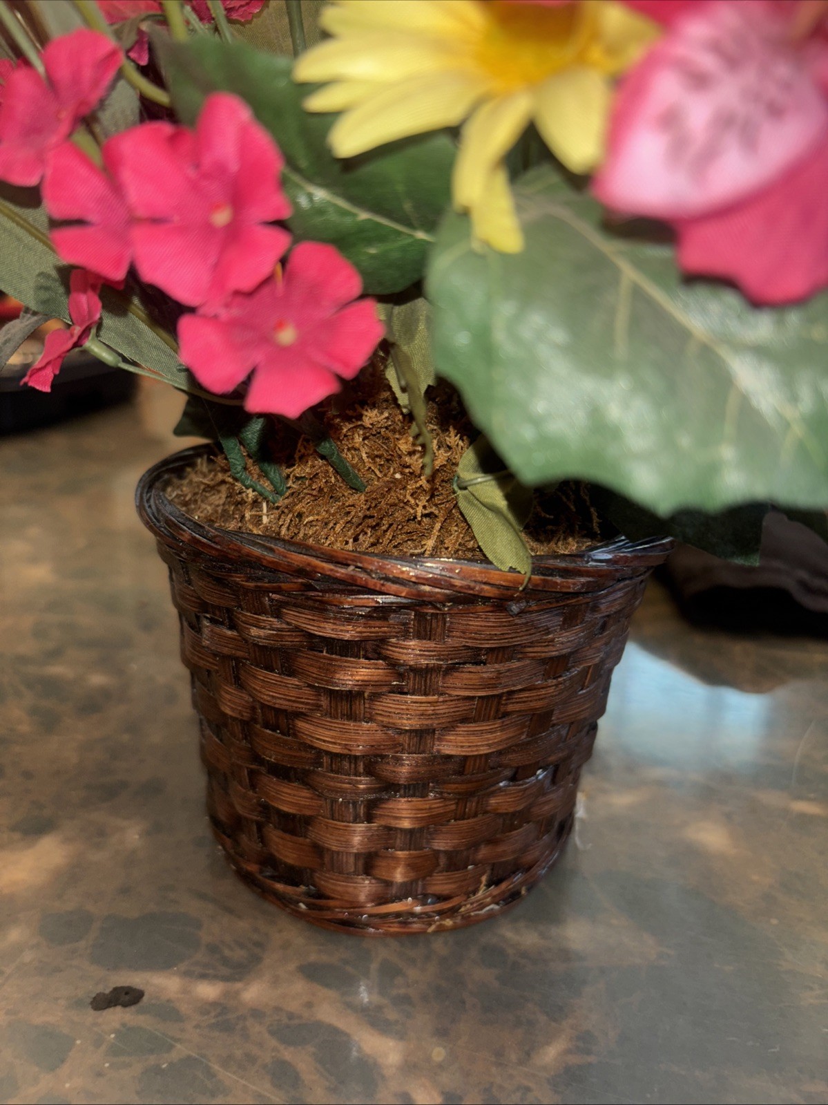 Artificial Floral Arrangement Pot Included (wicker Basket)