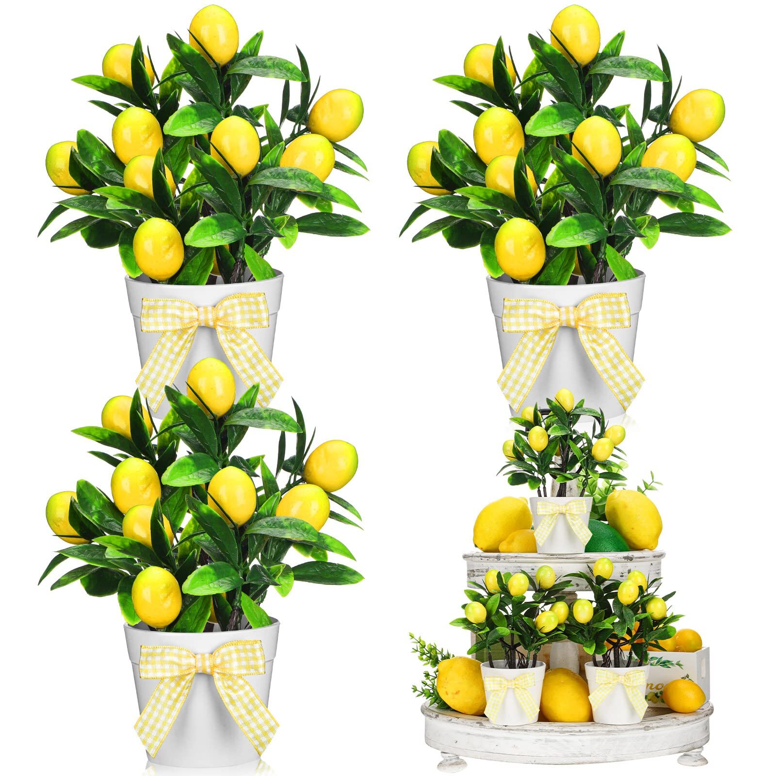 3 Set Sukkot Fruits Lemon Decor Lemon Tiered Tray Decor Artificial Lemon Plan…