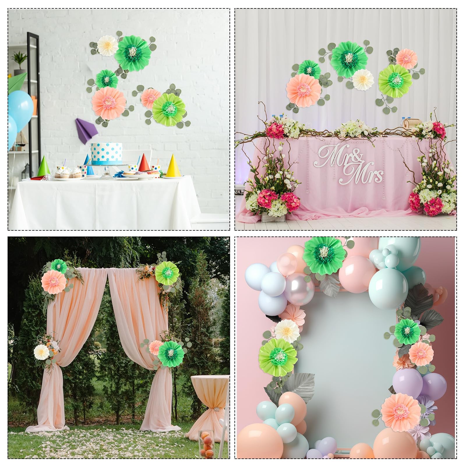 40 Pcs Giant Flowers and Artificial Eucalyptus Leaves, Large Flowers Wall Dec…