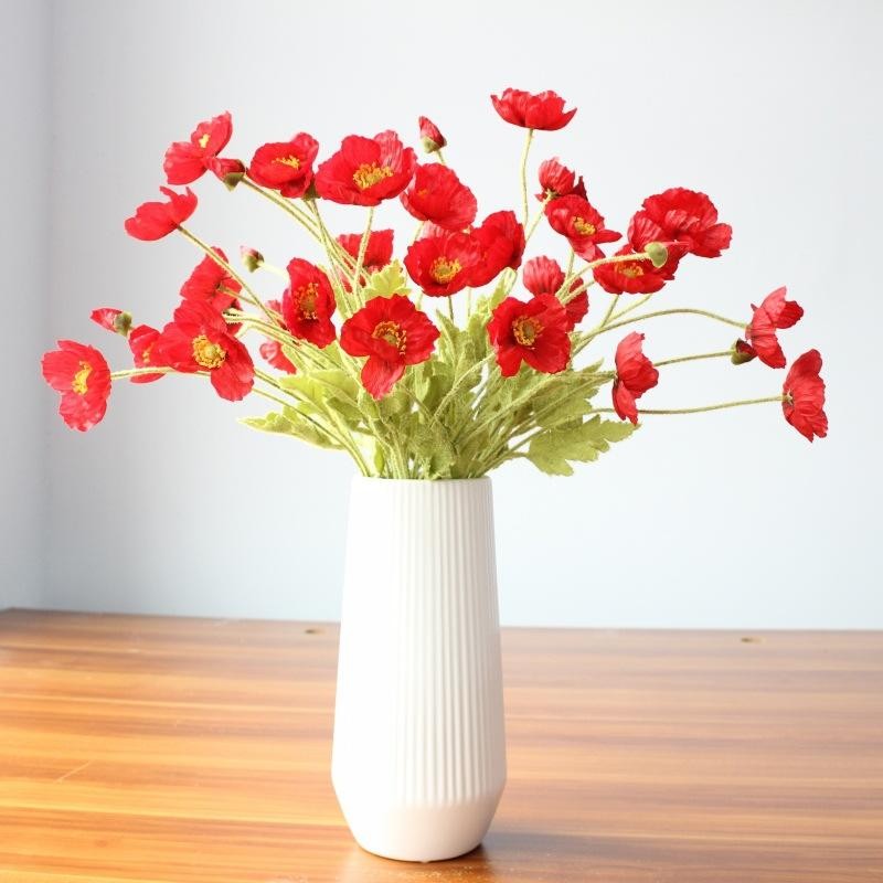 Artificial Silk Poppy Flowers Long Stem Wedding Party Home Decor Bouquet