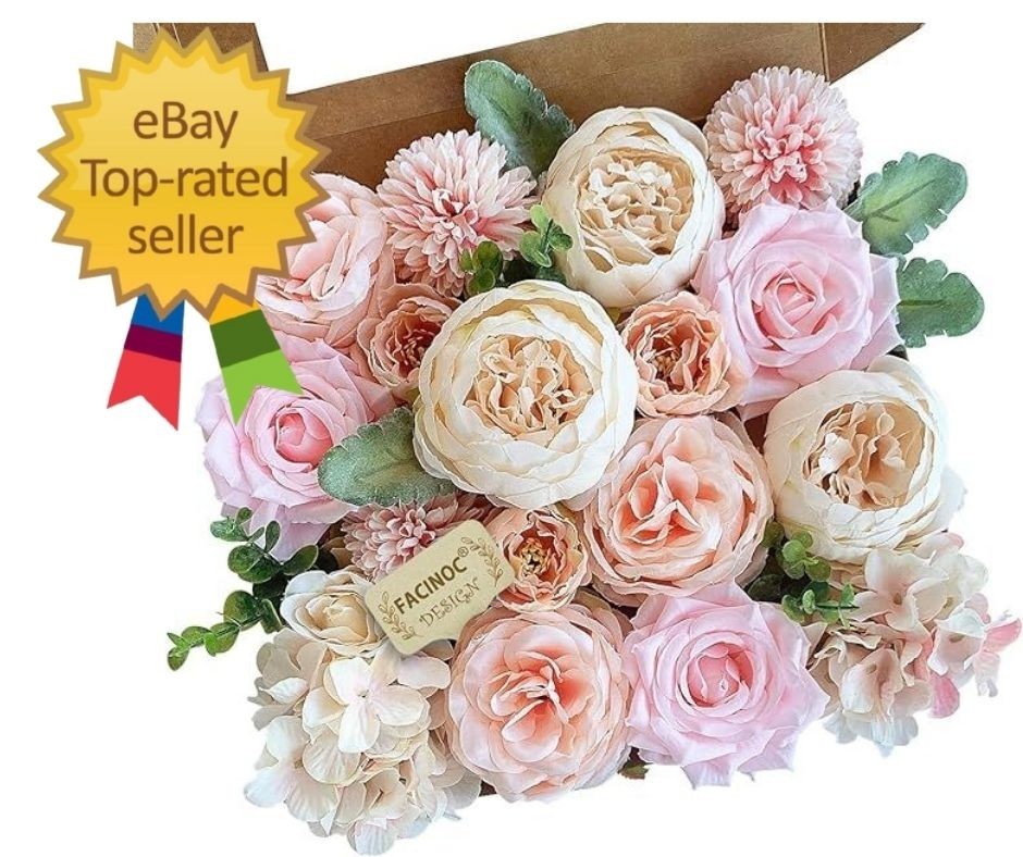 Peonies Artificial Flowers Pink Silk Roses 20pcs for Wedding Bouquet Decor