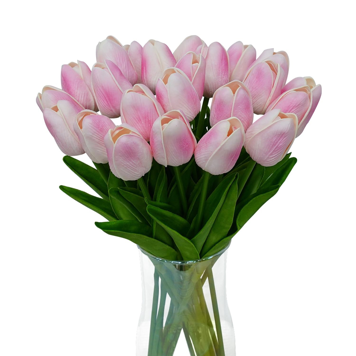 20 PCS Pink Tulips Artificial Flowers 13 Inch PU Fake Floral Home Decor
